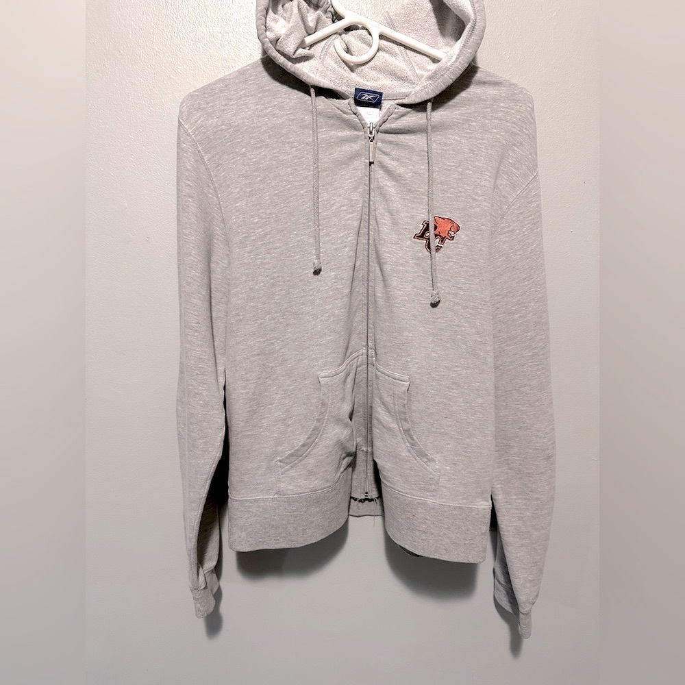 BC Lions Heather Grey zip up logo hoodie embroidered size M